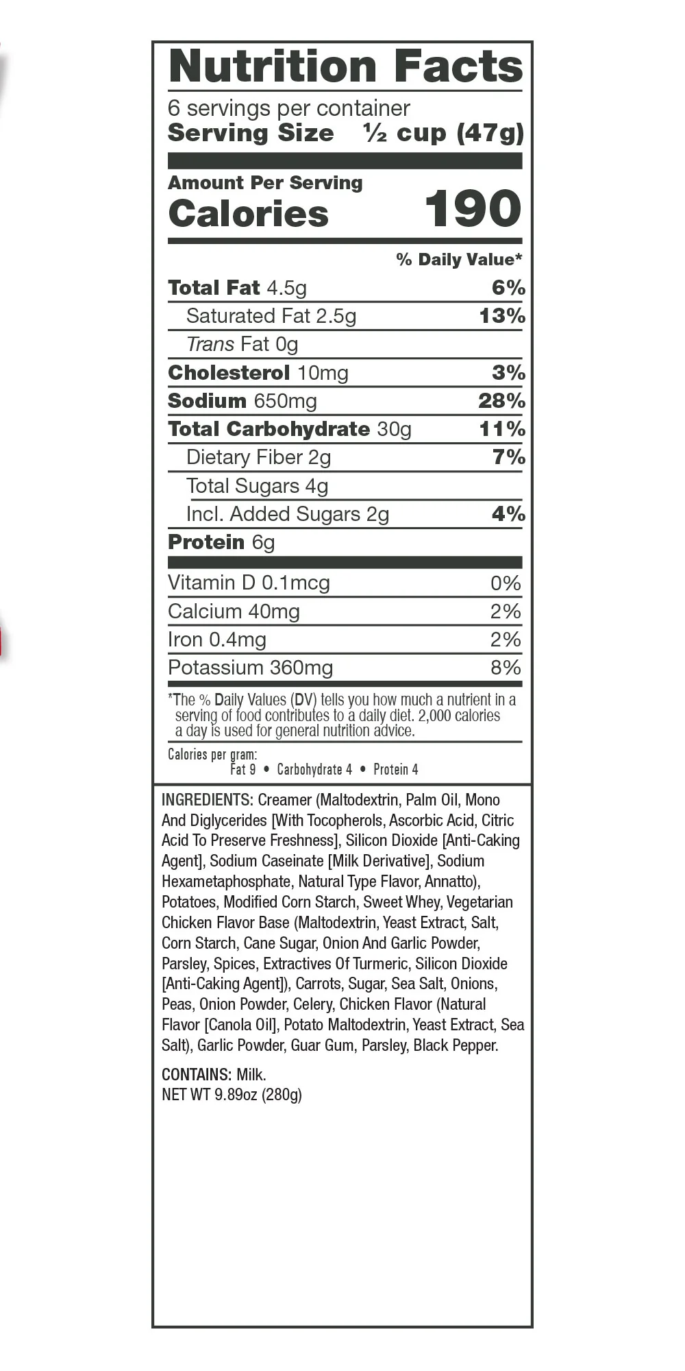 Gluten Free Potatoes and Chicken Favored Pot Pie